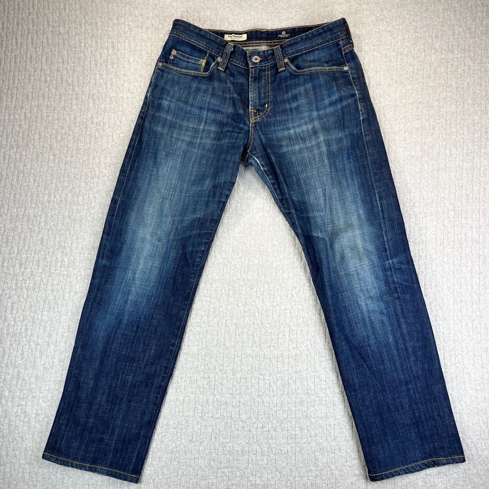 AG Adriano Goldschmied Men's Straight Jeans - Dark Blue with Fading